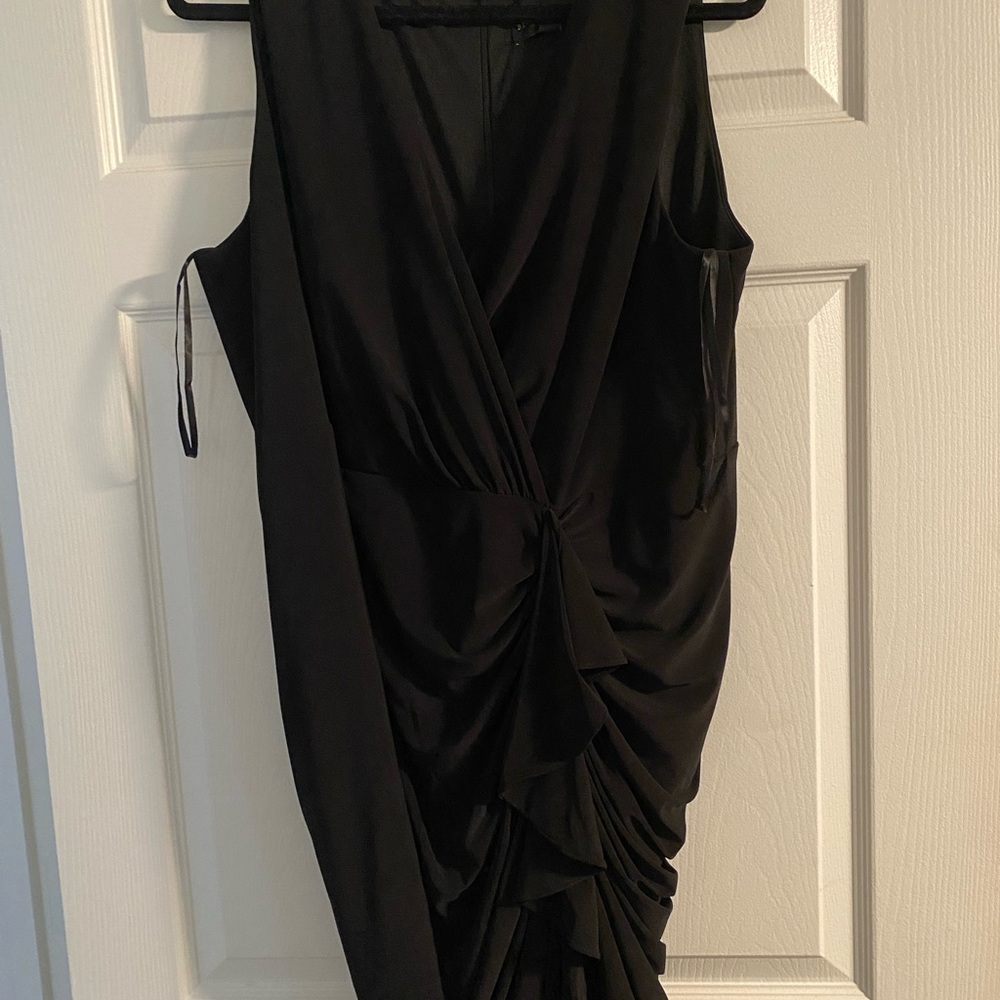 Adam Black Asymmetrical Ruched Sheath Dress